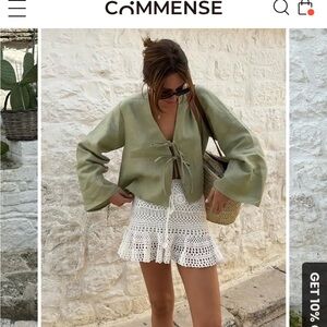 Commense Olive Tie-Front Top